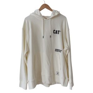 CAT Workwear Designed Graphic Hoodie Sweatshirt XL Cream Bridge Caterpillar
